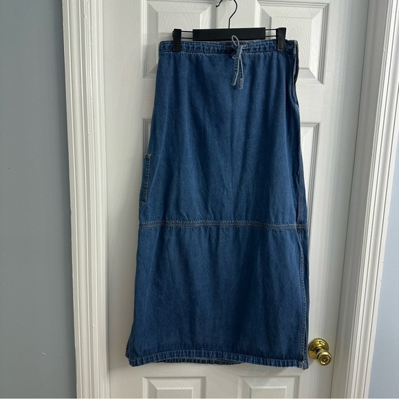 Vintage Denim Maxi Skirt Jean Tie Waist Y2K Modest Casual Size 10/12 Medium - Picture 4 of 7